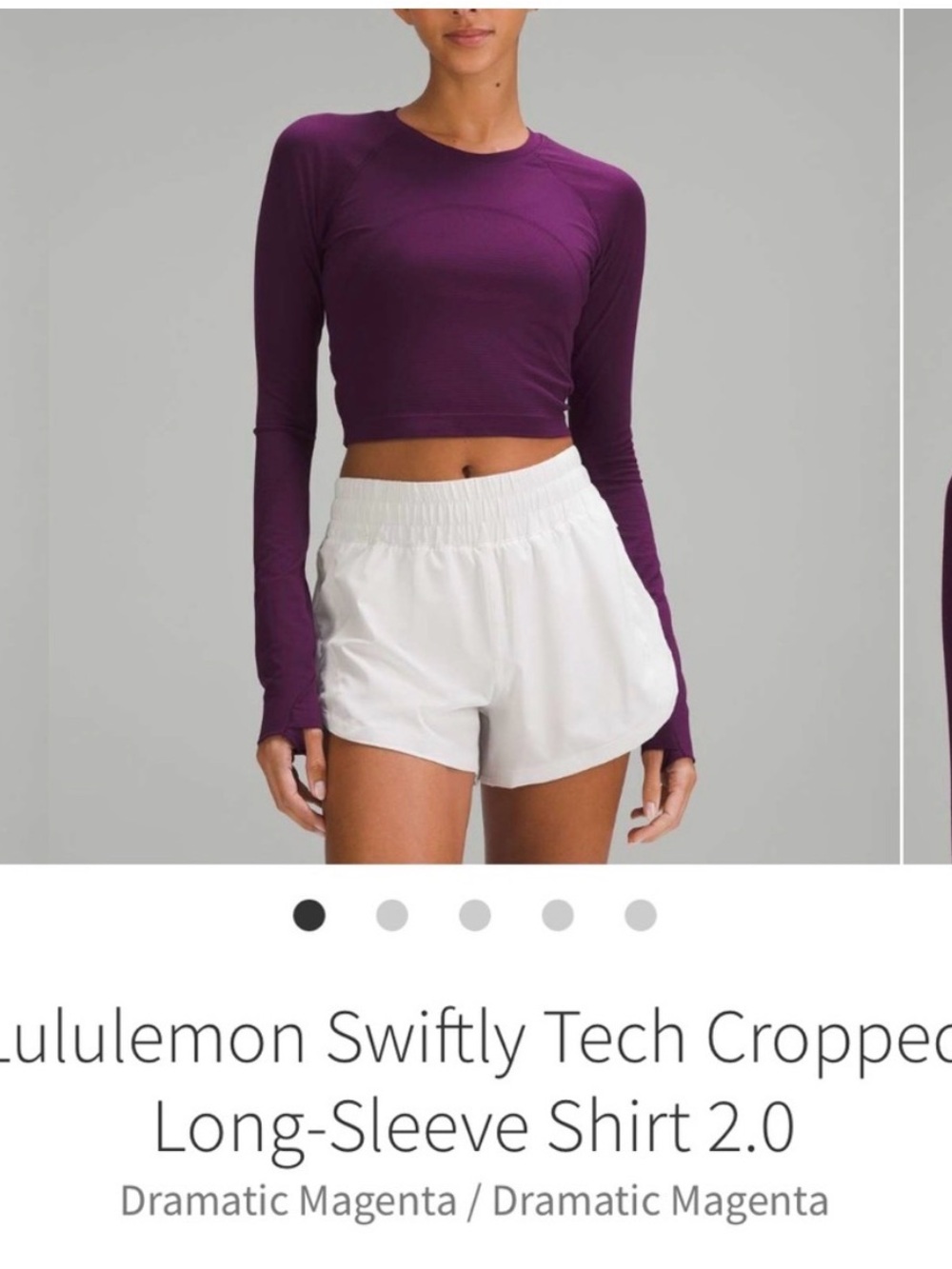 lululemon athletica Dramatic Magenta Swiftly Tech Cropped Long-Sleeve Top